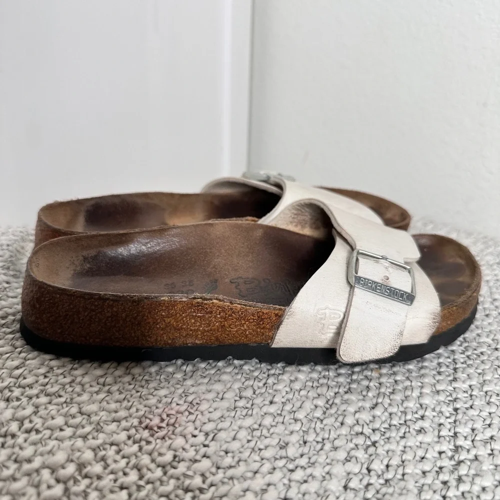 Birkenstock Birki's Madrid White Single Strap Buckle Slide Sandals Kids 36 4 4.5